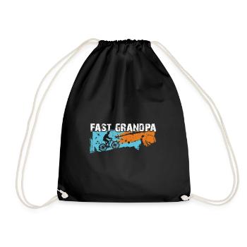 Fast grandpa on the bike - Drawstring Bag - black - Front