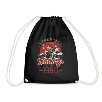 1990 Jubiläum Motorrad Biker Jahrgang - Turnbeutel - Schwarz - Vorne