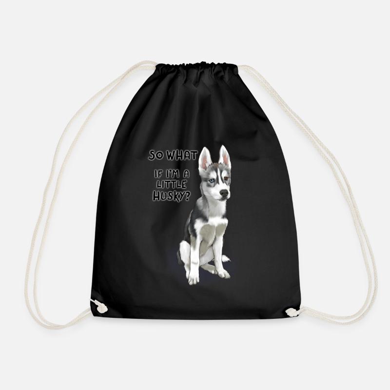 Kleiner Husky ist nicht stämmig - Turnbeutel - Schwarz