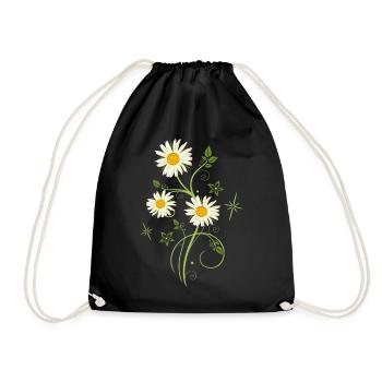 Margeriten Wildblumen Sommer - Turnbeutel - Schwarz - Vorne