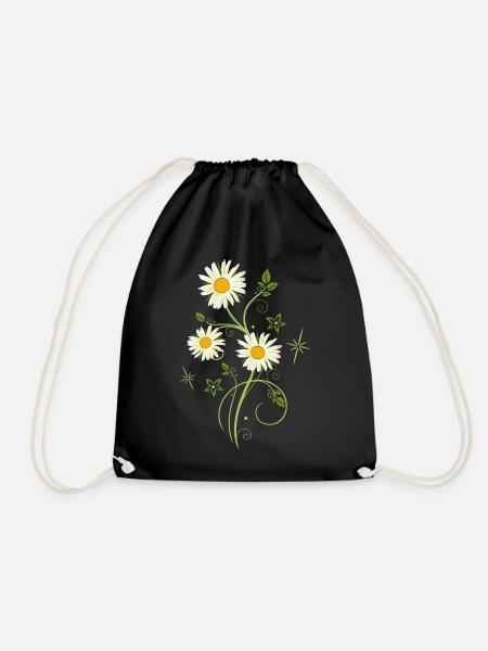 Margeriten Wildblumen Sommer - Turnbeutel - Schwarz