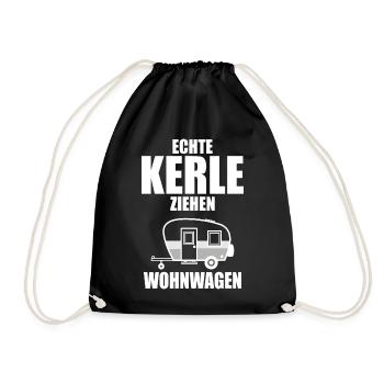 Camper und Camping Echte Kerle ziehen Wohnwagen - Turnbeutel - Schwarz - Vorne