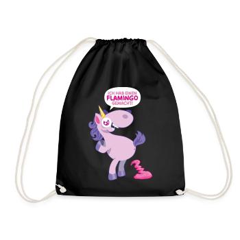 Einhorn Flamingo gemacht - Turnbeutel - Schwarz - Vorne