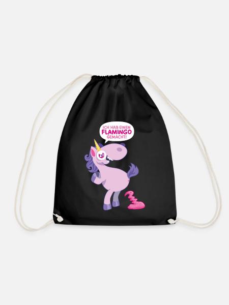 Einhorn Flamingo gemacht - Turnbeutel - Schwarz