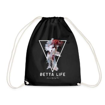 Betta Fish Geometric Siamese Fighting Fish Design - Drawstring Bag - black - Front