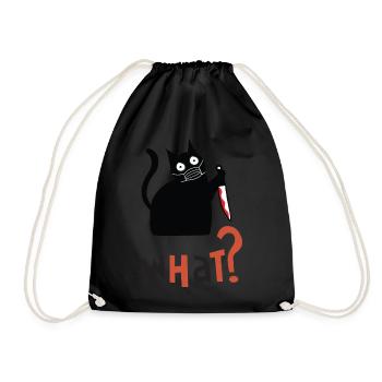 Cat What Black Cat Shirt Murderous Cat With Knife - Drawstring Bag - black - Front