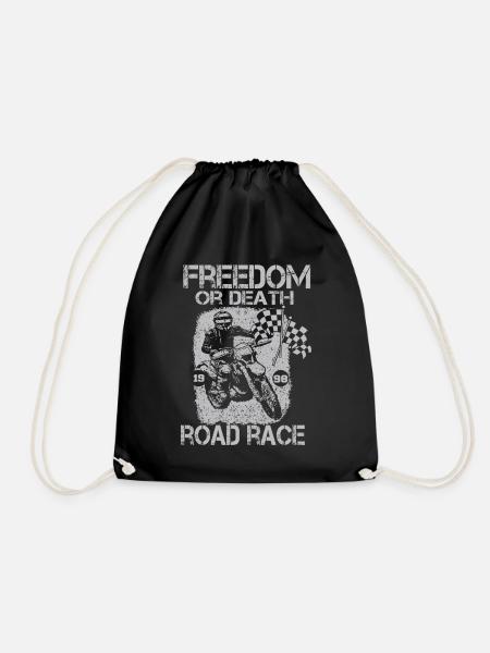 Motorcycle Race Racing Enduro Journey Trip Freedom - Drawstring Bag - black