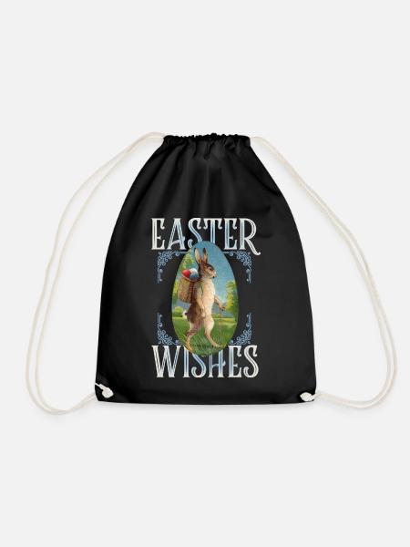 Osterhase, retro-vintage Hase - Turnbeutel - Schwarz