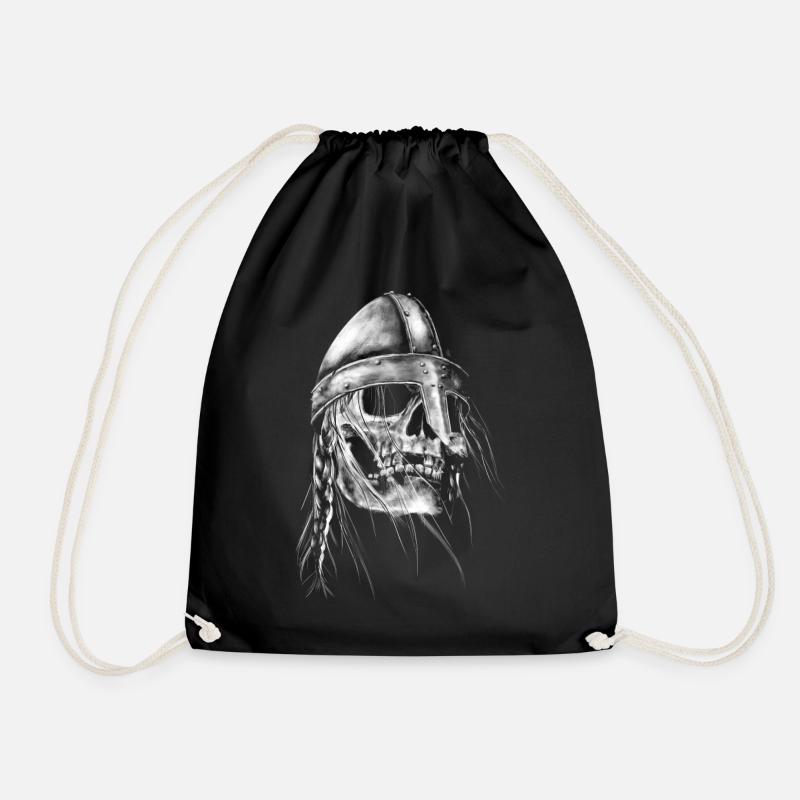 Viking Skull - Drawstring Bag - black