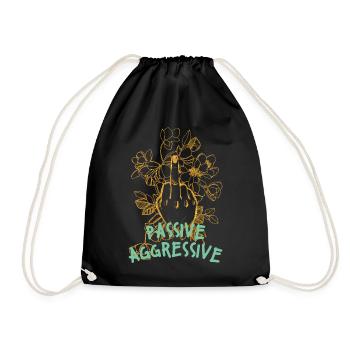 Passive Aggressive Floral Graphic - Drawstring Bag - black - Front