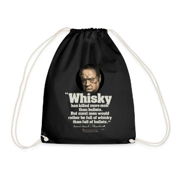 Whisky Quote by Winston Churchill - Drawstring Bag - black - Front