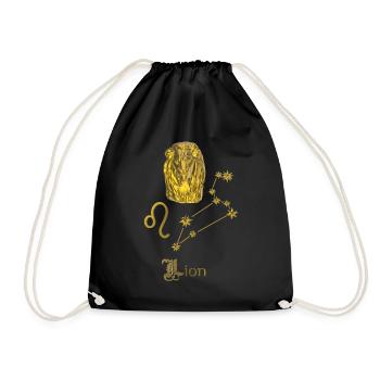 Sternzeichen Löwe 3D,  gold - Turnbeutel - Schwarz - Vorne