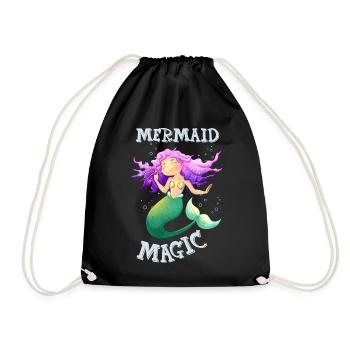 Cute Mermaid girl design - Drawstring Bag - black - Front