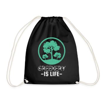 Green is Life – Tree Circle Logo - Drawstring Bag - black - Front