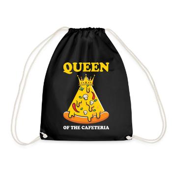 Pizza Queen of the Cafeteria – Funny Design - Drawstring Bag - black - Front