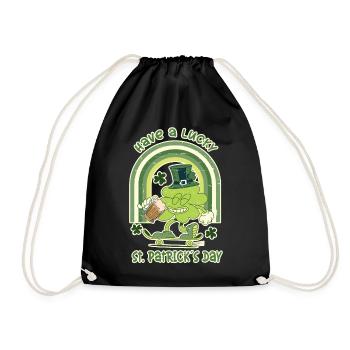 ST. Patrick's Day Skater Clover - Drawstring Bag - black - Front