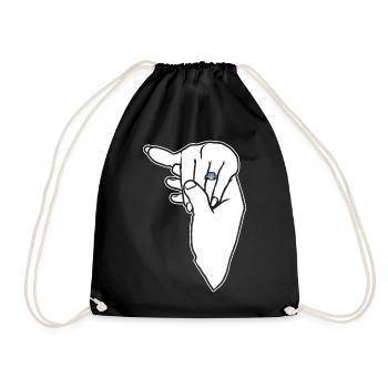 Engagement Wedding Ring Hand - Drawstring Bag - black - Front