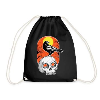 Elegant skull creepy Halloween design - Drawstring Bag - black - Front