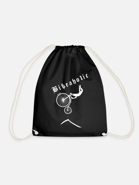 Bikeaholic retro weiß - Turnbeutel - Schwarz