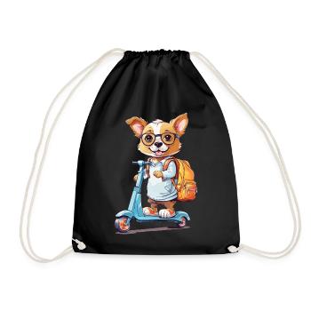 Cute Dog School Beginner School Way Design - Drawstring Bag - black - Front