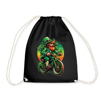 St. Patrick's Day Leprechaun Bicycle Design - Drawstring Bag - black - Front