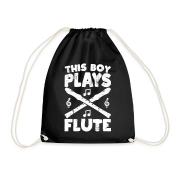 This boy plays the flute - Drawstring Bag - black - Front