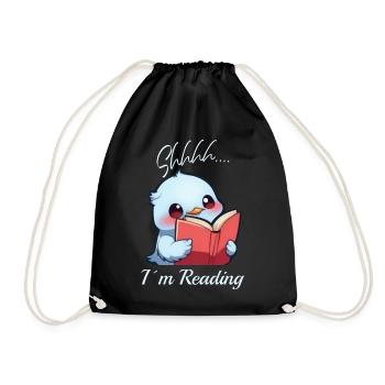 Bird with book - Drawstring Bag - black - Front