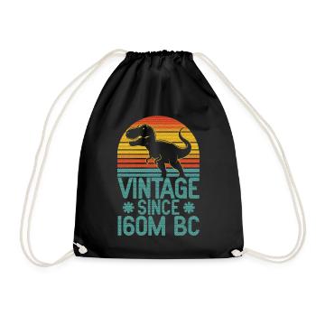 Vintage Dino T-Rex Retro Dinosaur Art from 160M BC - Drawstring Bag - black - Front