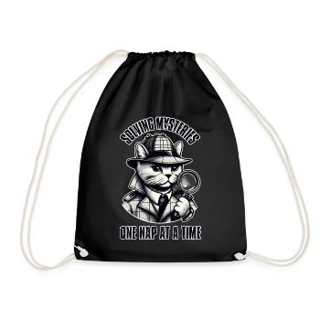 Solving Mysteries, One Nap at a Time! - Drawstring Bag - black - Front