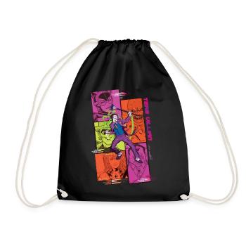 Batman Team Villain With Joker And Comic Panels - Drawstring Bag - black - Front