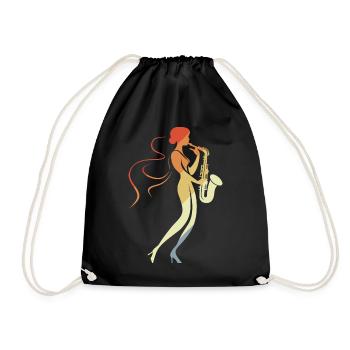 Saxophone Woman - Drawstring Bag - black - Front