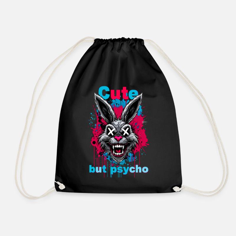 Cute But Psycho Hase - Turnbeutel - Schwarz