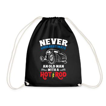 Never Underestimate An Old Man With A Hot Rod - Turnbeutel - Schwarz - Vorne