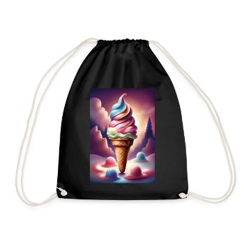 Melting icy cream graphic t-shirt design - Drawstring Bag - black - Front