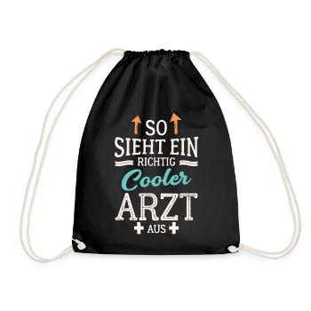 So sieht ein richtig cooler Arzt aus Mediziner - Turnbeutel - Schwarz - Vorne