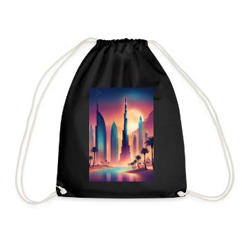 Colorful eastern cityscape - Drawstring Bag - black - Front