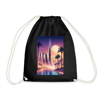De grands palmiers et de grands immeubles de grande hauteur - Sac de sport léger - noir - Devant