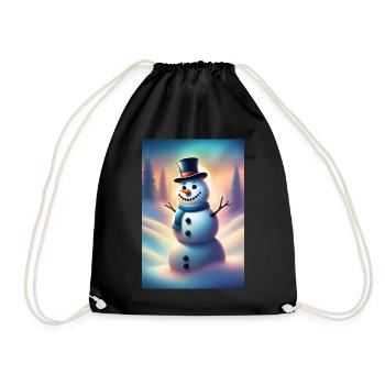 Glücklicher winterlicher Schneemann - Turnbeutel - Schwarz - Vorne
