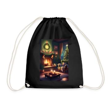 Green christmas home - Drawstring Bag - black - Front