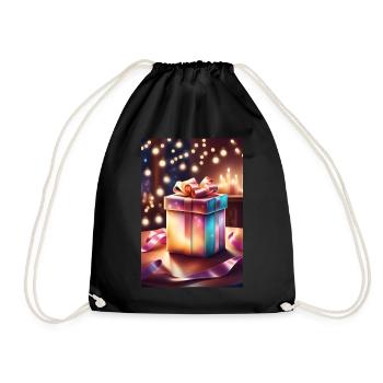 Super cute christmas holiday gift box - Drawstring Bag - black - Front