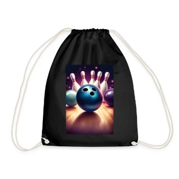 Cool bowling ball graphic t-shirt design - Drawstring Bag - black - Front