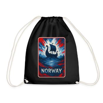 Norwegen Landschaft Flaggen Design - Turnbeutel - Schwarz - Vorne