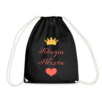 Königin der Herzen - Krone Herz im Vintage Style - Turnbeutel - Schwarz - Vorne