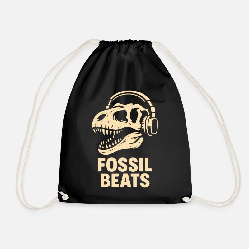 Fossil Beats Dinosaur mit Kopfhörer - Turnbeutel - Schwarz