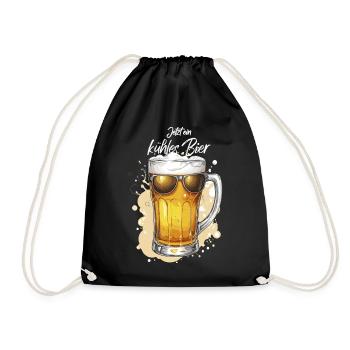 Bière avec lunettes de soleil, bière fraîche, fête de la bière - Sac de sport léger - noir - Devant