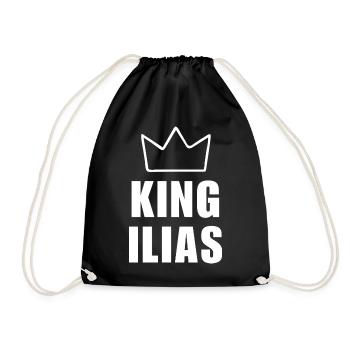Ilias Name mit Buchstabe I - Königskrone Shirt - Turnbeutel - Schwarz - Vorne