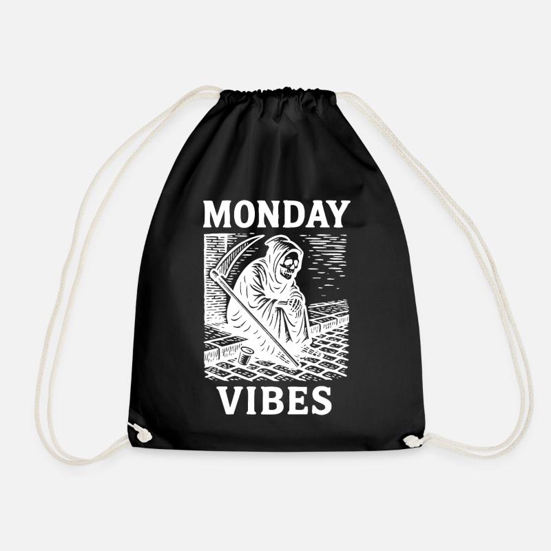 Monday Vibes – Grim Reaper in Holzschraffur - Turnbeutel - Schwarz