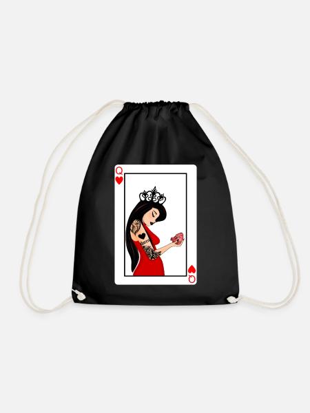 Punk Lady of Hearts Card - Drawstring Bag - black