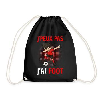 I can't I have football – Humorous football T-shirt - Drawstring Bag - black - Front