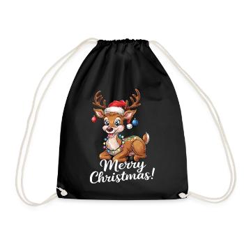 Pull de Noël renne Joyeux Noël drôle - Sac de sport léger - noir - Devant